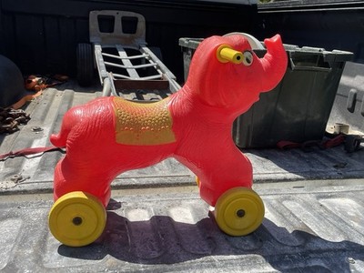 Vintage 1970's Empire Ride-On Vibrant Pink Circus Elephant Blow Mold Toy Figure