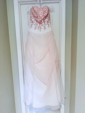 stunning white and pink beaded floral formal dress prom, homecoming, ball, gala