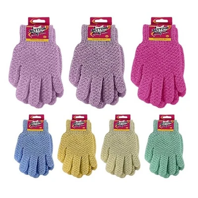 BETTINA Exfoliating Bath Gloves Dual Sided Body Scrub Massage Gloves Random Colours