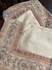 2 ~ CROSCILL DAMASK pillow SHAMS euro 25"square Ivory Gold Pink Brocade Trim