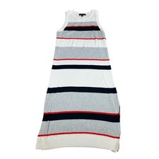 Banana Republic Womens Petite Large Ribbed Sleeveless Striped Midi Sweater Dress