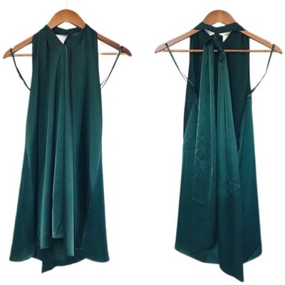 Mod 60s Halter Dress GIANNI BINI Green Satin Halter Mini Dress Backless Mod  60s