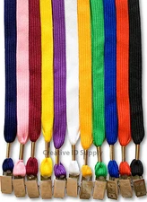 LANYARD - 25 PCS FLAT NECK STRAP LANYARD BULLDOG CLIP FOR ID BADGES 11 COLORS
