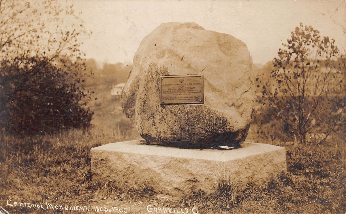 J84/ Granville Ohio RPPC Postcard c1910 Centennial Monument Rock
