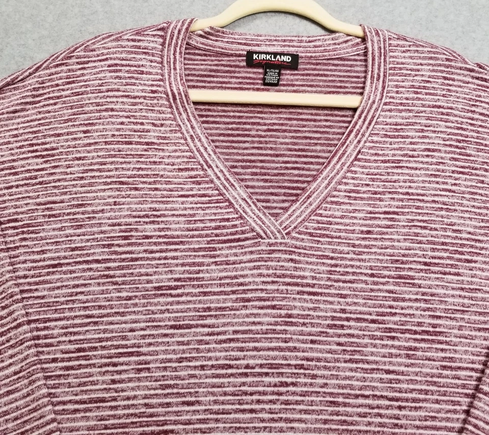 Camiseta Kirkland Signature Mujer Extra Grande Borgoña Blanco Rayas Camiseta Elastizada Foto 2 de 4