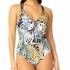 Hurley One Piece Swimsuit Bathing Suit V-Neck UPF 50 Tropical Print Size XL NWT