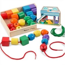  2 Melissa and Doug Wooden Lacing Beads, Go Tots Schoolyard Tumble Montessori