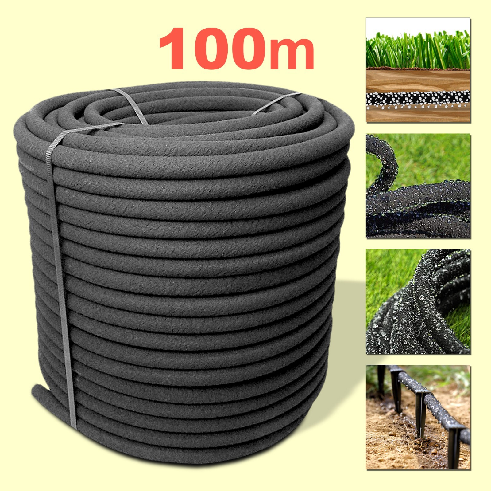 100m POROUS PIPE Soaker Hose Leaky Pipe Garden Irrigation System Thick Wallet