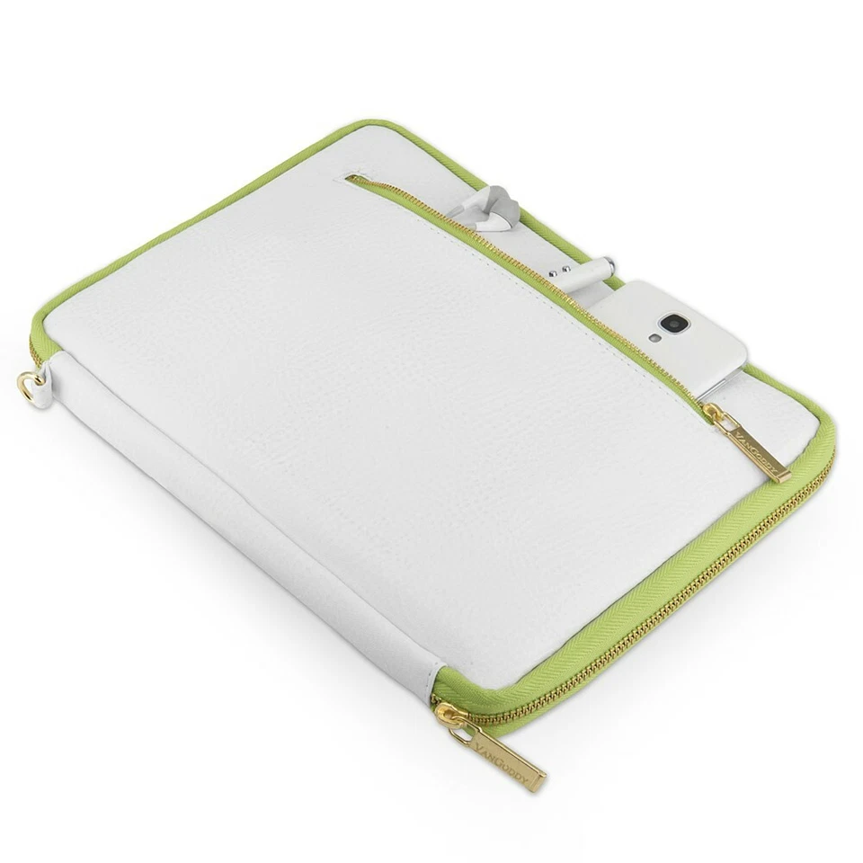 White Leather Sleeve Laptop Carry Case For 10" iPad 9 / iPad Air 5 / iPad Pro 11 - Image 2 of 4