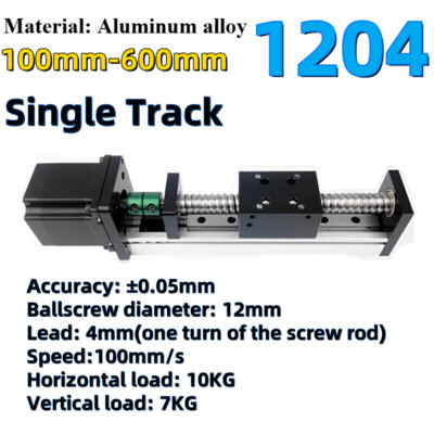 Ball Screw Single Linear Rail Motion Slide Table W/ 57 Stepper Motor 100-600mm