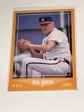 1988 Score #555 Phil Niekro Atlanta Braves Member HOF Baseball Card E1