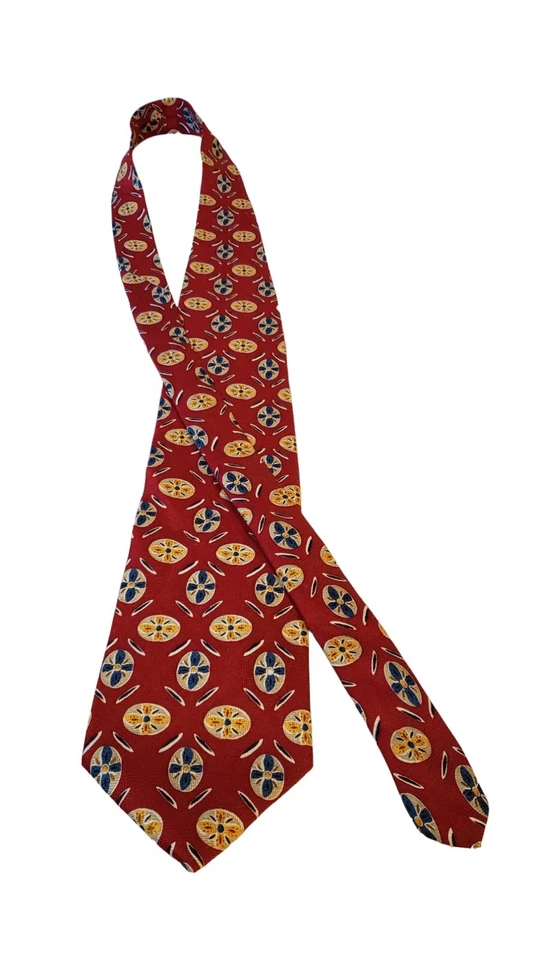 Corbata Woodward Vintage Seda Cuello Roja Floral Negocios Informal Preppy Papá Formal Foto 4 de 4