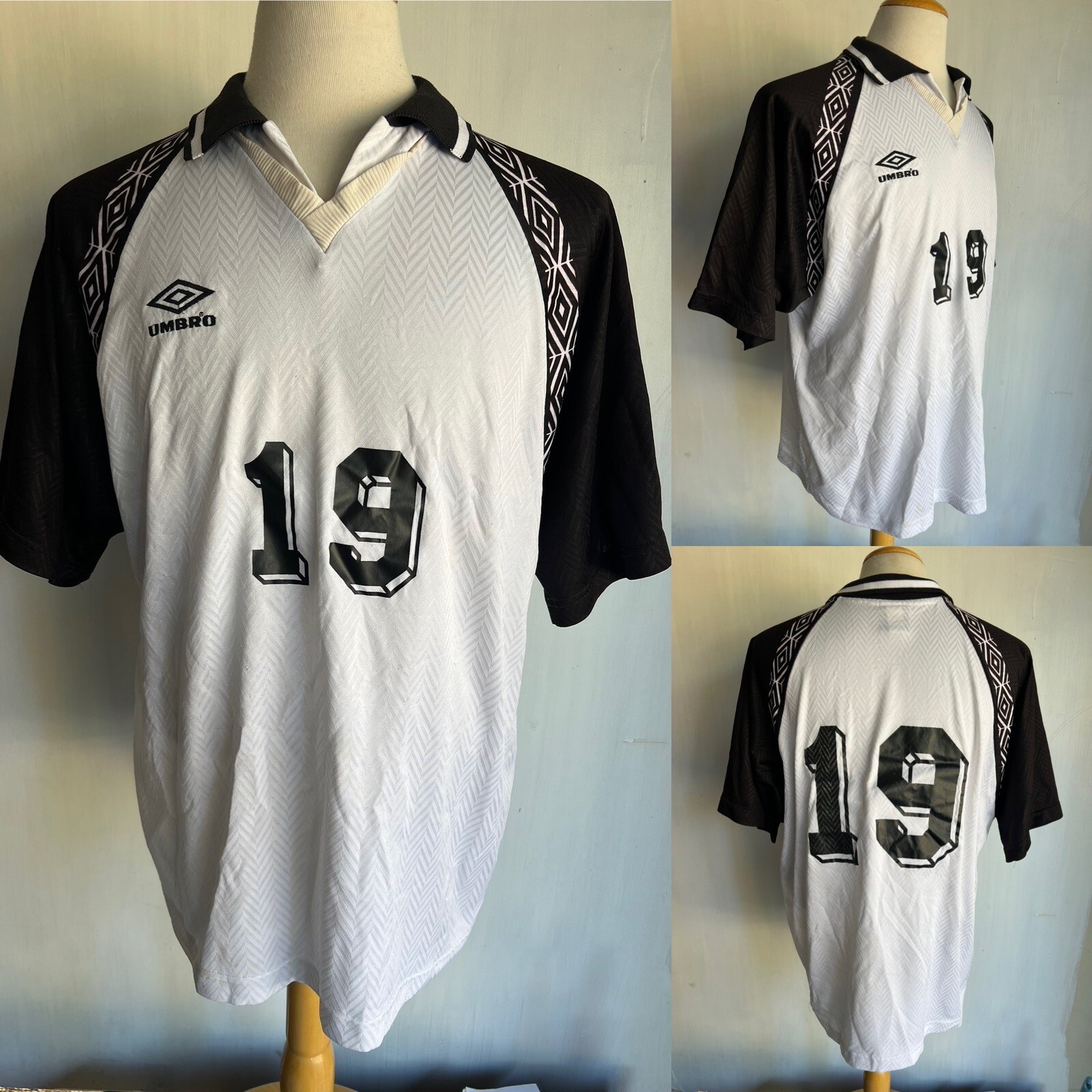 UMBRO #19 Official Men's Vintage 90s Football Soccer Shirt Jersey Size Large