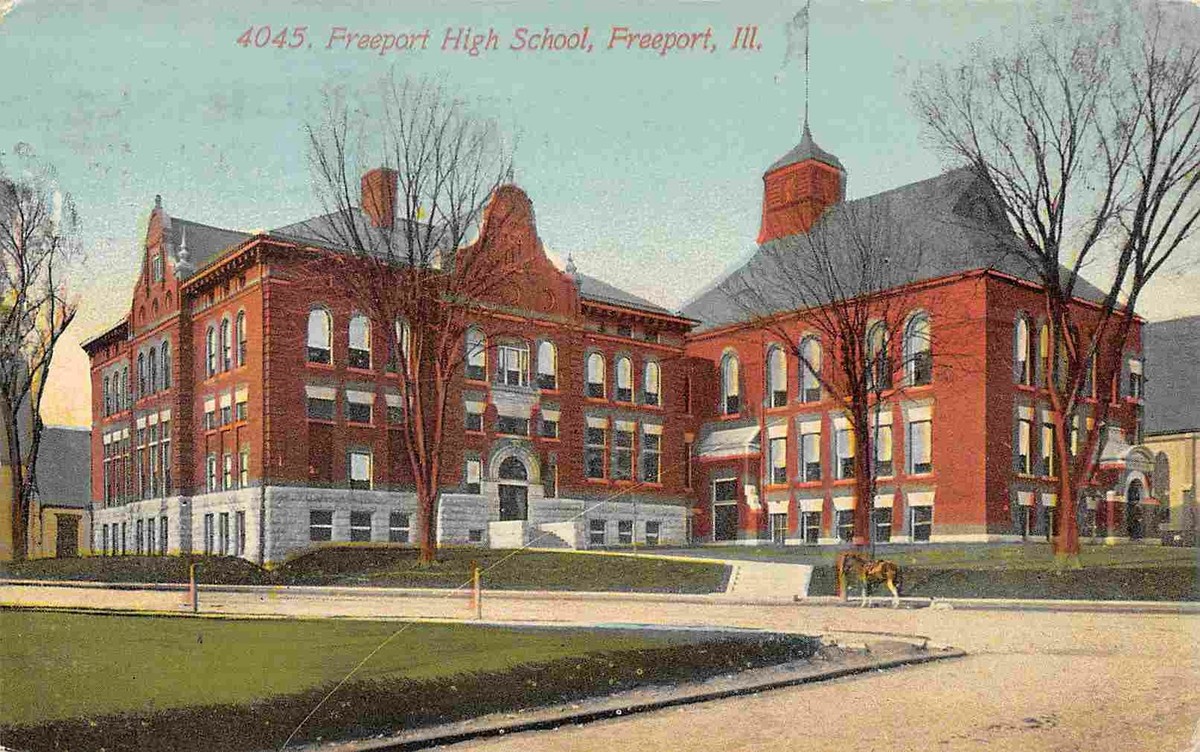Freeport High School Freeport Illinois 1912 postcard