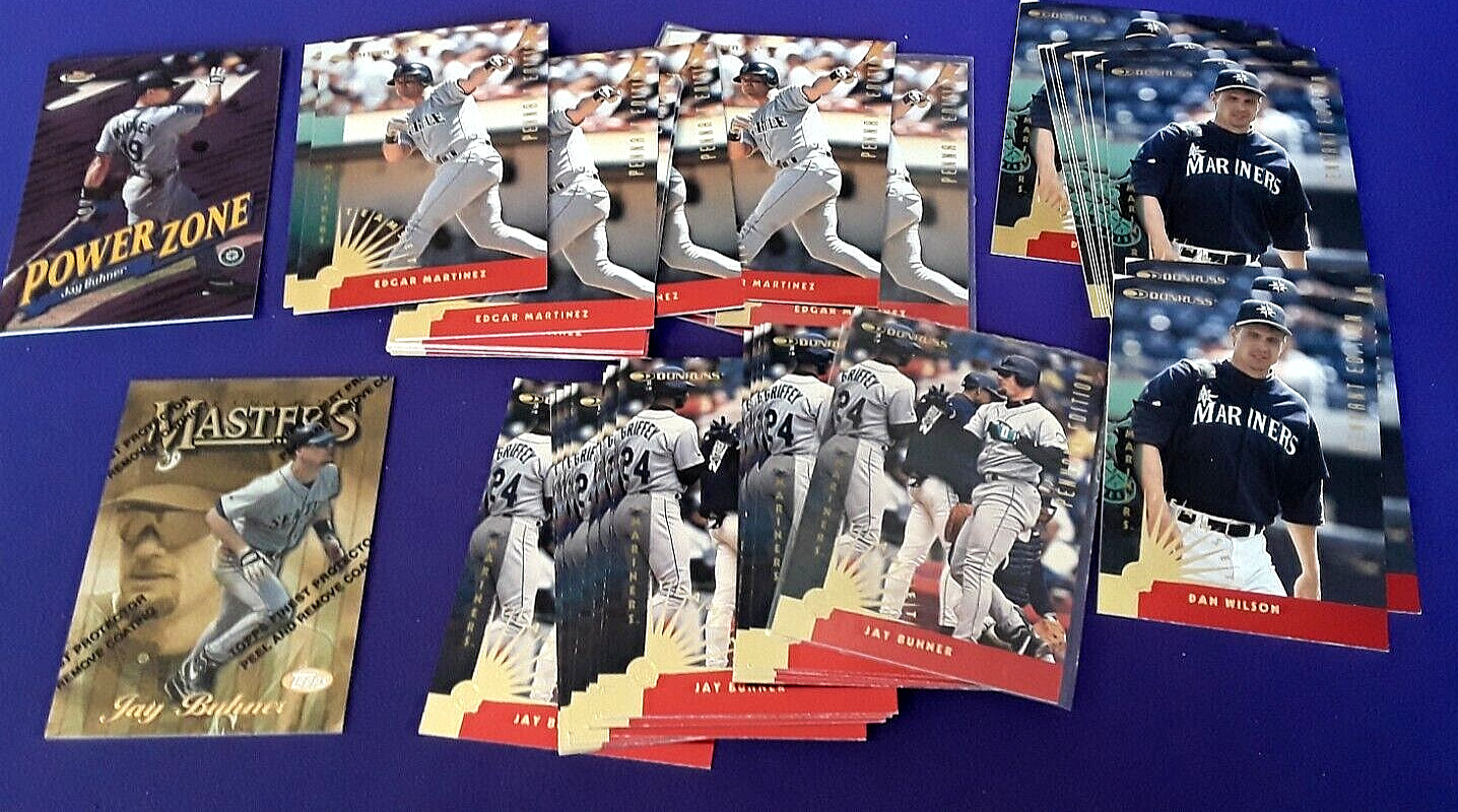 1997 DONRUSS PENNANT RED 30 MARINERS JAY BUHNER EDGAR +FINEST POWER ZONE GOLD