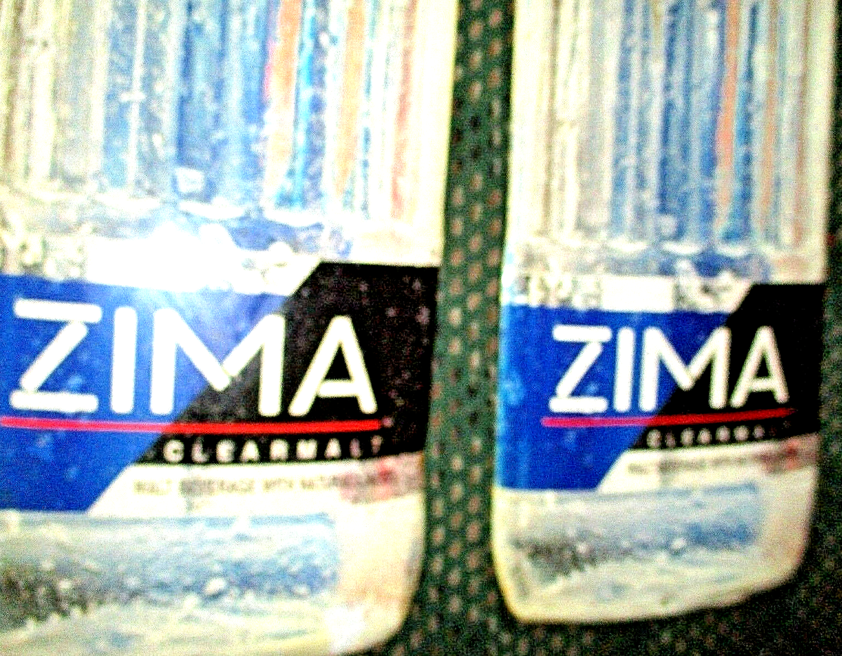 2 @ 1993 Vintage ZIMA Malt Beverage Blue Black White Metal TIN