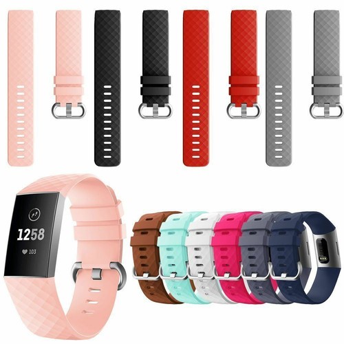 Fitbit Charge 3 4 Watch Soft Silicone Replacement Band Strap Diamond Texture AU - Picture 2 of 30