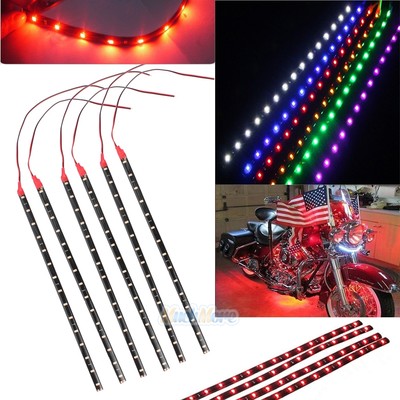 12x Waterproof 12''/15 DC 12V Motor LED Strip Underbody Light For Car Motorcycle