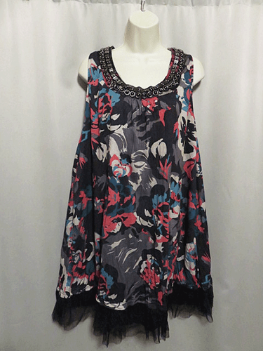 Vestido túnica Pretty Angel Swissdot ribete de tul sin mangas con cuentas talla L - Imagen 3 de 6