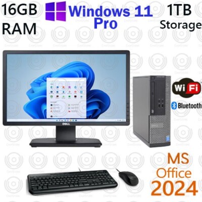 Windows 11 Dell i5 16GB RAM 1TB 20'' LCD WiFi Desktop Computer PC Office 2024