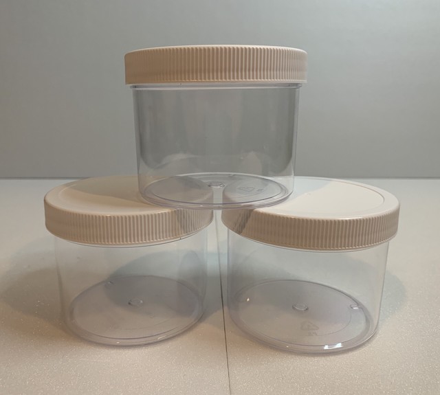 Uline Clear Containers Clear Strong Plastic Slime 10 Oz White Lid eBay