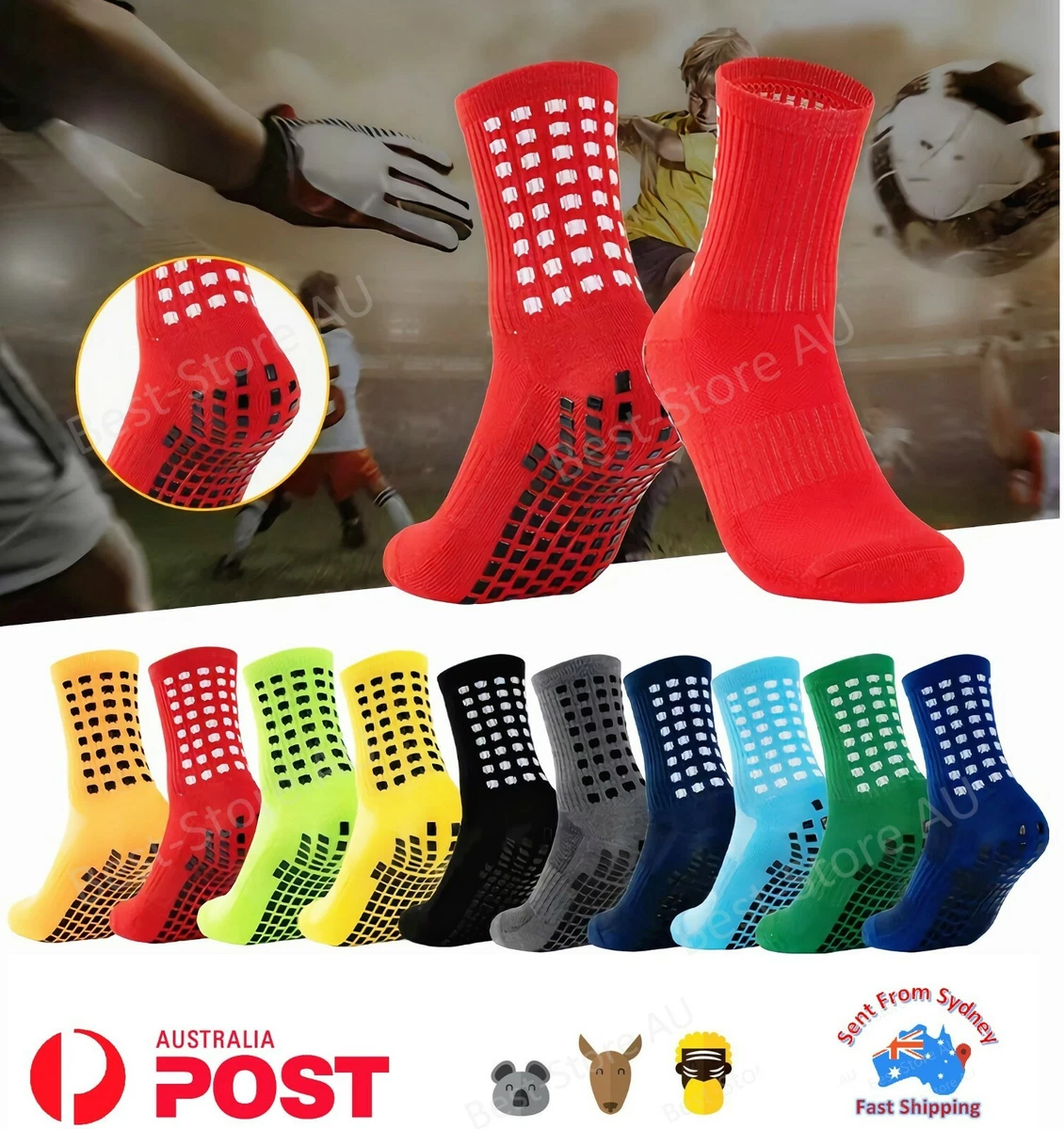 Sports Socks Anti-Slip Skid Hospital Soccer Basketball Football Grip Dots Train