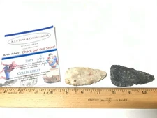 2 WOODLAND PERIOD OH NATIVE AMERICAN KNIFE POINT TOOLS BLACK & WHITE  FLINT 