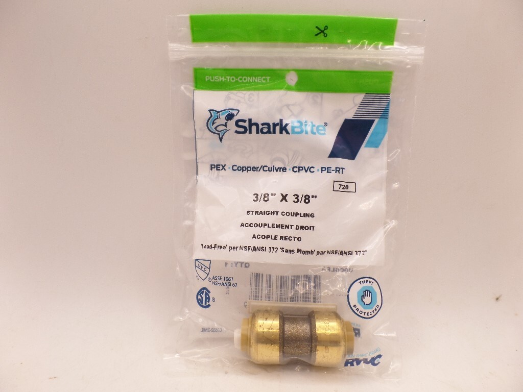 SHARKBITE U006LFA 3/8 IN. (1/2 IN. O.D.) PUSH-TO-CONNECT BRASS COUPLING FITTING