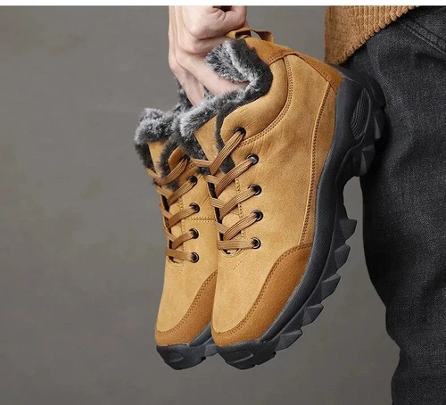Herren Fell Gefüttert Winter Schnee Stiefel Outdoor Wasserdicht Arbeitsschuhe Wandern Walking - Bild 21 von 27