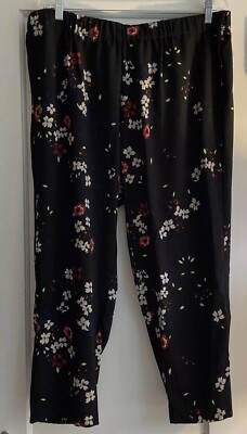 Rachel Roy Women s Black Floral 1X Pants W/ Joggger Style Cuff