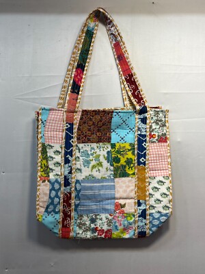 15 Stück Patchwork Stepp Jhola Tasche Bunt Jhola Bag Einkaufstasche Umhängeta...