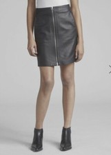 NWT Rag  Bone Heidi Leather Skirt Size 28 / 6 Black Zip Front Mini