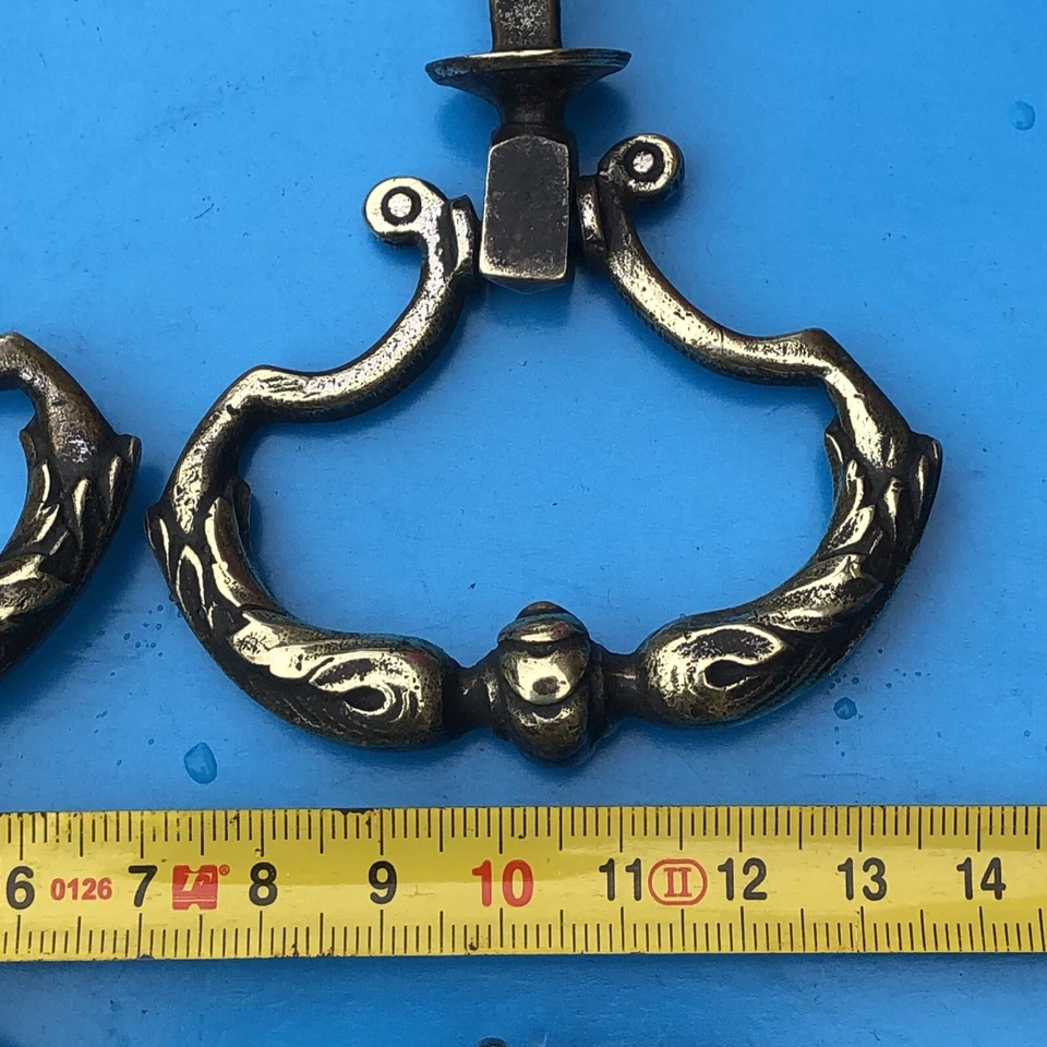 Ancienne poignée  de  tiroir de  commmode en  laiton  (x2 Paires) - Photo 4/4