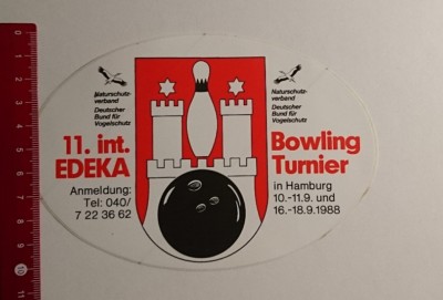 Aufkleber/Sticker: 11 int Edeka Bowling Turnier Hamburg 1988 (07031775)