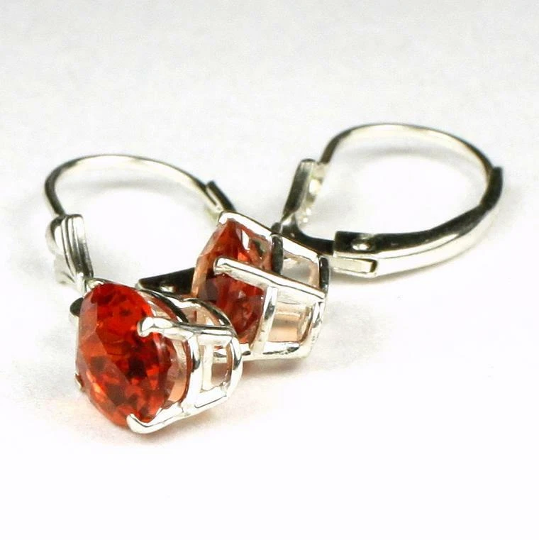 Brincos de prata esterlina com alavanca de safira Padparadsha criados, SE007 - Imagem 4 de 4