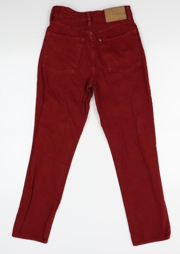 H&M Womens Red Cotton Blend Straight Jeans One Size L26 - Picture 2 of 12