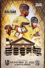 VEGAS GOLDEN KNIGHTS STANLEY CUP 2023 GAME POSTER KEEGAN KOLESAR KRAKEN