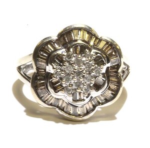 14k white gold .84ct diamond cluster band ring 6.2g vintage ladies 8