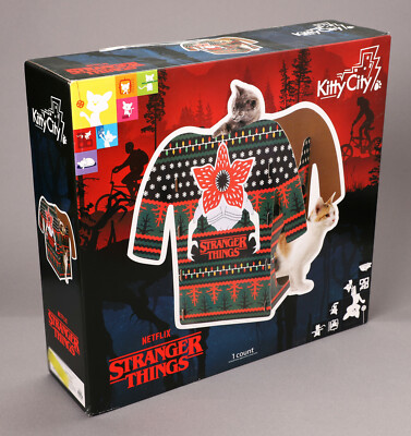 Kitty City Stranger Things Ugly Sweater Demogorgon Cat Tree House Scratcher New