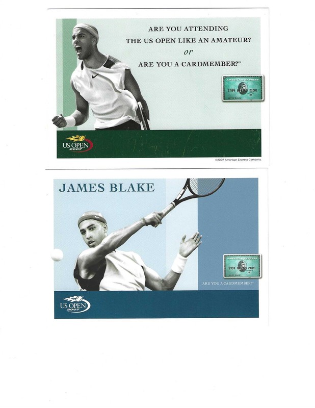 JAMES BLAKE 2007 US OPEN 2 COLLECTORS POSTCARDS