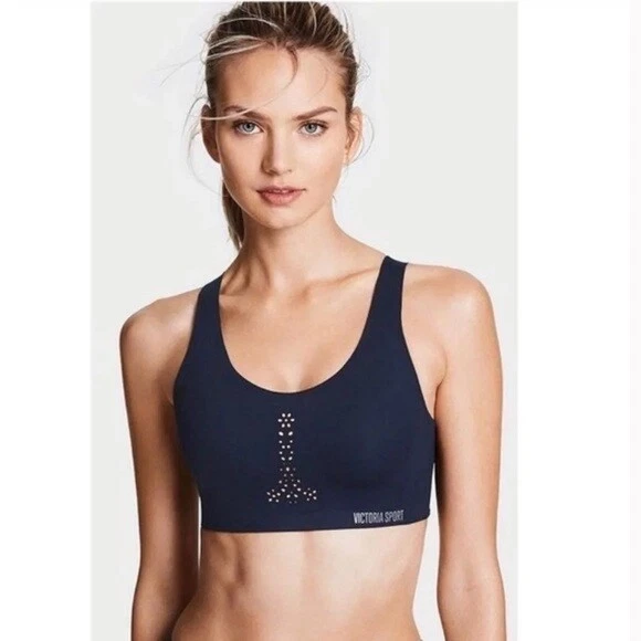 Victoria's Secret Sport Black Racerback Strappy Back Sports Bra