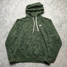 Nike Club Fleece Camo Hoodie Mens Small S Green Pullover Fleece Sportswear NSW