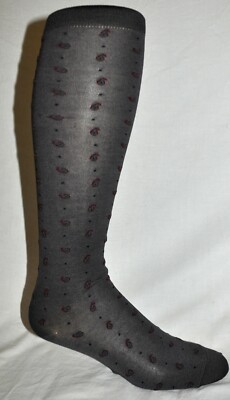 Dress Socks Charcoal Gray Paisley Cotton Over The Calf 3 Pair Men's Size  10-13 | eBay