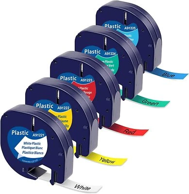 COMPATIBLE WITH DYMO LETRATAG REFILL WHITE PLASTIC 91201 LABEL TAPE 12MM LT-100H