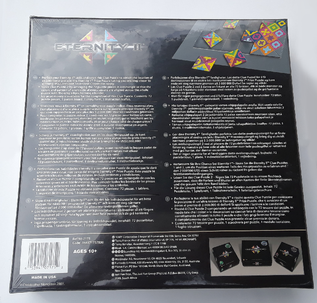 Clue Puzzle Game Eternity II Clue Puzzle 2 72 Pieces Brain Teaser 