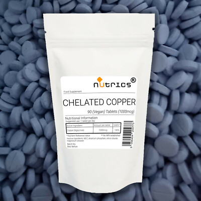 Nutrics  1000mcg CHELATKUPFER 90 vegane Tabletten 3 Monate Versorgung
