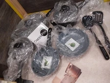 New 10pc Set Green Pan Elite Thermolon Frying Pan Pots Beautiful Stainless