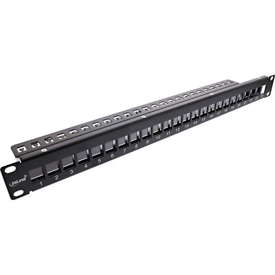 InLine  Patchfeld 24-fach, Keystone Leerblech Patchpanel, 19 zoll 1HE, schwarz