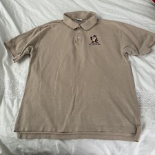Looney Tunes LARGE Short Sleeve Tasmanian Devil Polo Shirt Tan Warner Bros