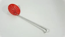 Vintage Ice Fishing Ice Skimmer Scooper - Aluminum Handle Red - Basket